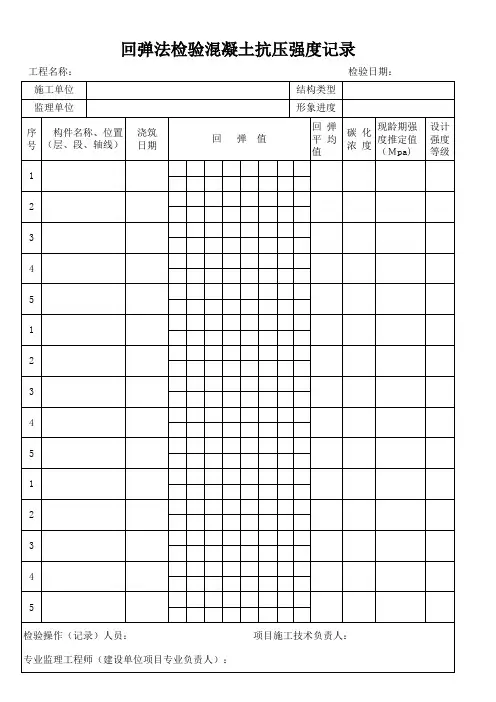 混凝土回弹记录表