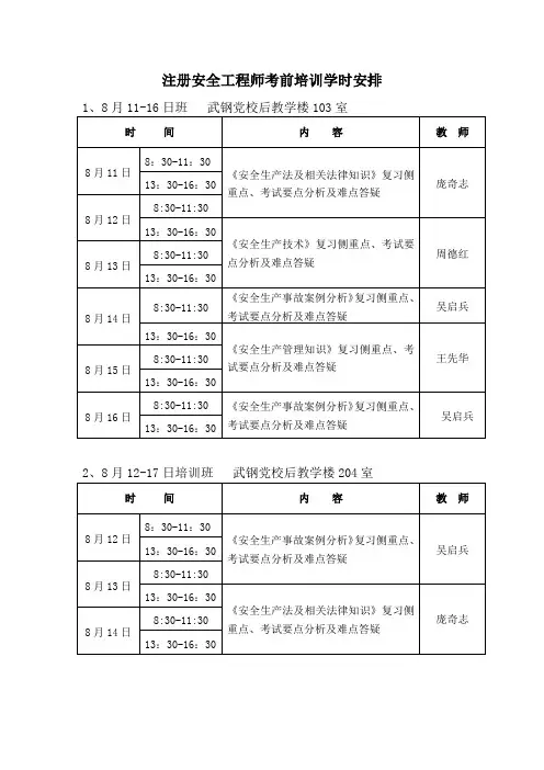 注安考前培训课程表