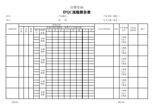 注塑车间IPQC巡检报告表