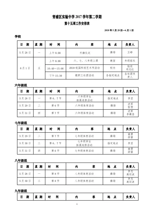 青浦区实验中学2017学年第二学期