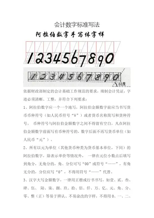 会计数字标准写法图片