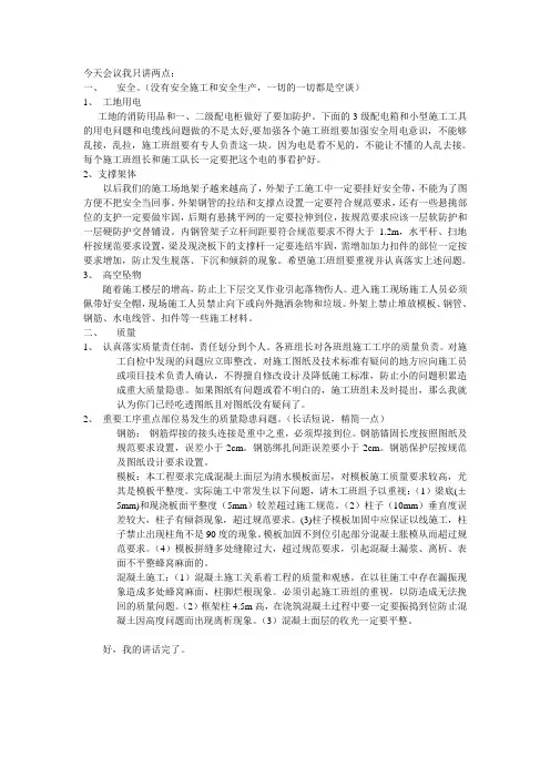 项目技术负责人开会发言稿