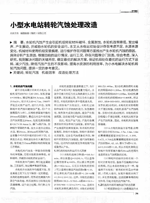小型水电站转轮汽蚀处理改造