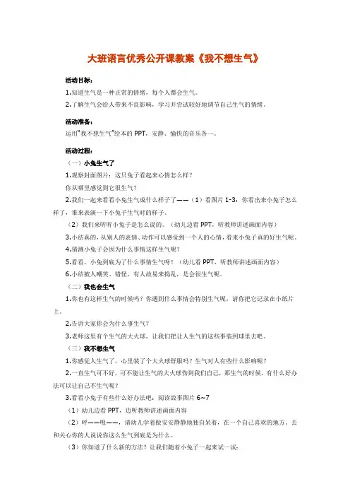 大班语言优秀公开课教案 2