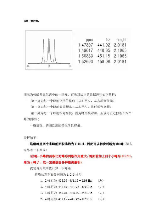 波普解析 偶合常数计算方法 及 例题