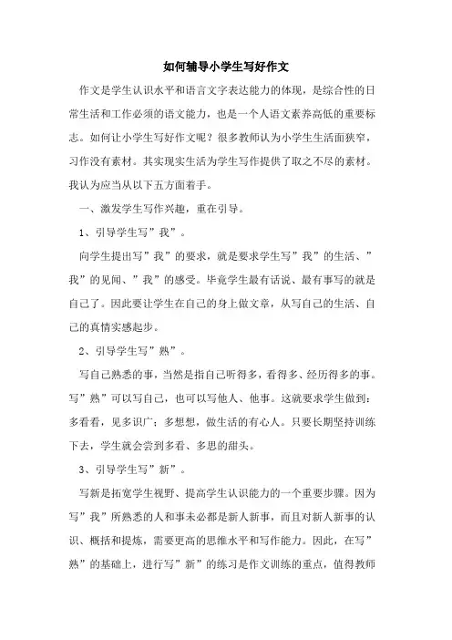如何辅导小学生写好作文论文