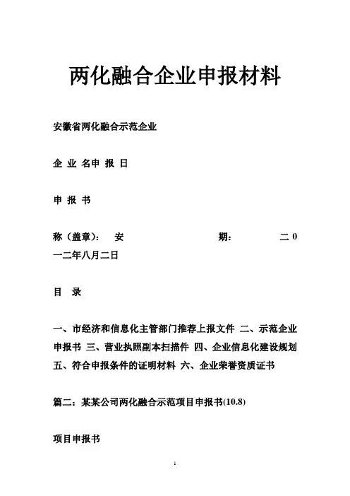 两化融合企业申报材料