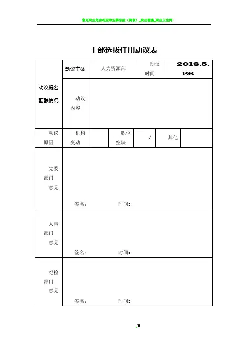 干部选拔动议表