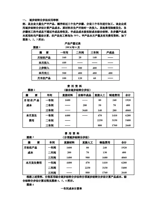 逐步结转及平行结转分步法试题