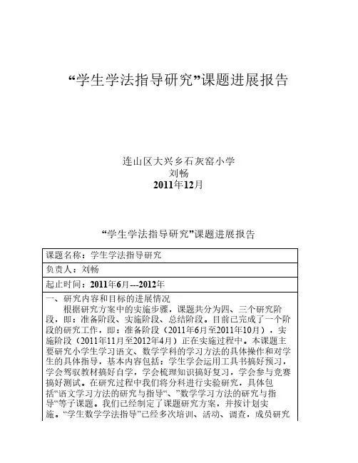 研究课题进展报告