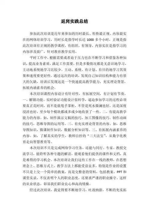 个人返岗实践总结