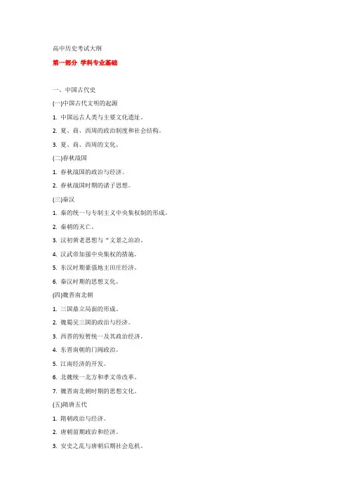 高中历史考试大纲