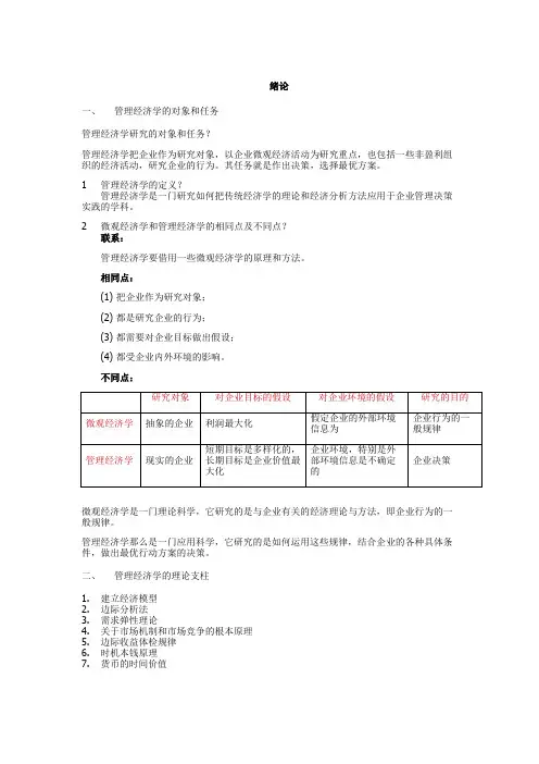 管理经济学知识点