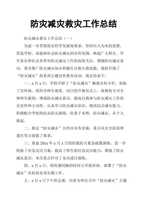 防灾减灾救灾工作总结