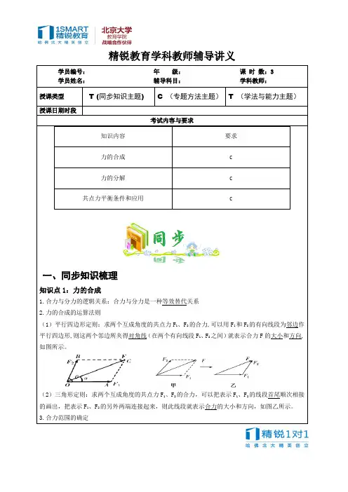 学考冲刺讲义第2讲-力的合成与分解,受力分析与共点力的平衡(教师版)-李翔宇