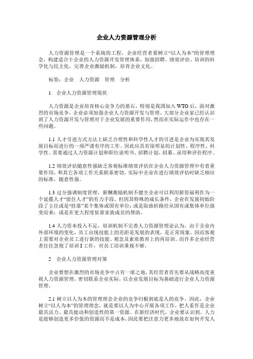 企业人力资源管理分析