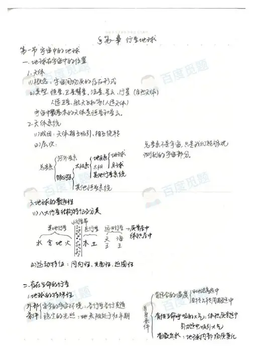 【精】2015高考文科状元学霸高中地理笔记 - 行星地球
