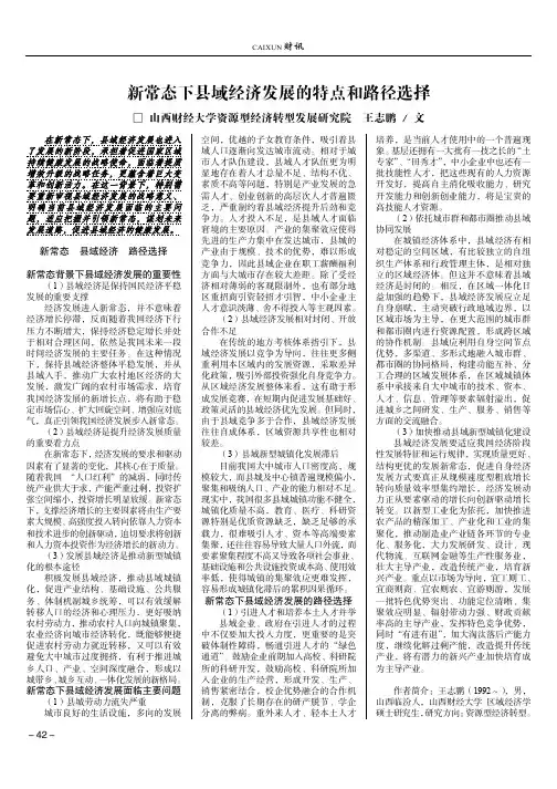 新常态下县域经济发展的特点和路径选择