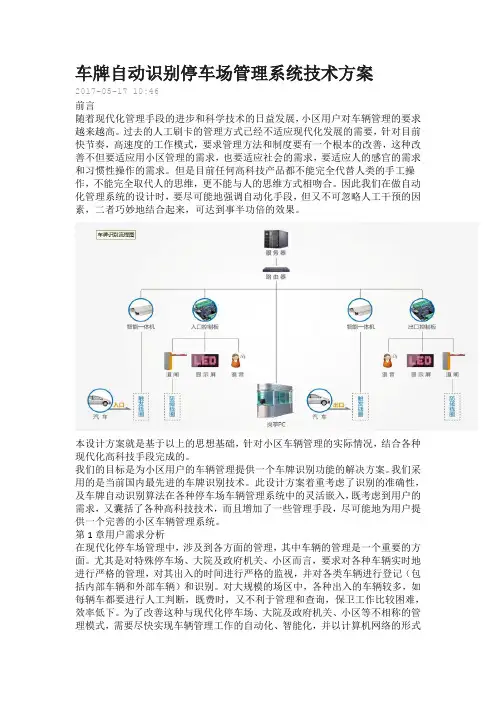 车牌自动识别停车场管理系统技术方案