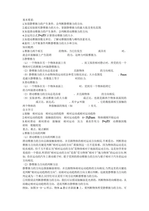 摩擦力知识点