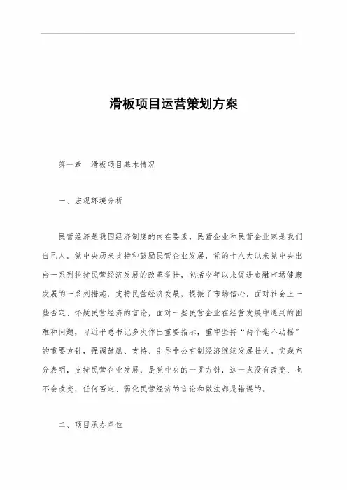 滑板项目运营策划方案