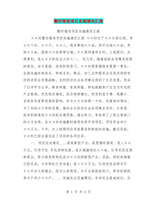 整村推进项目实施情况汇报