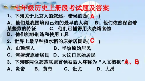 人教版七年级历史上册段考试题及答案