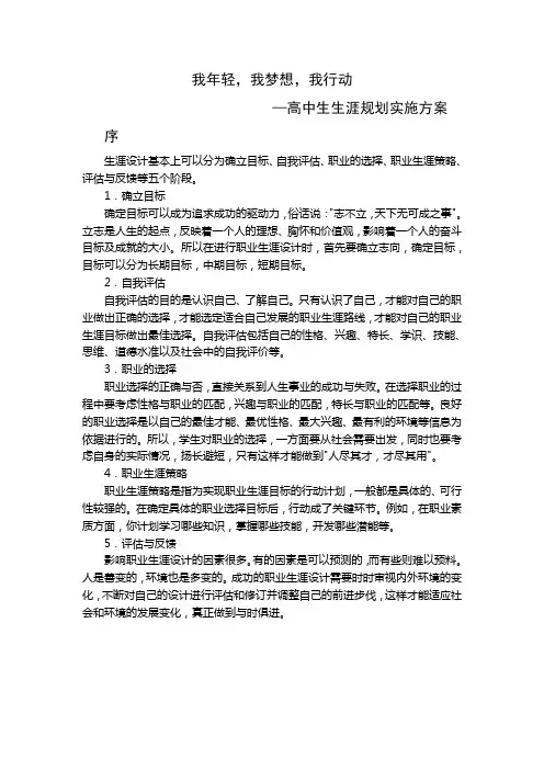 高中生生涯规划实施方案