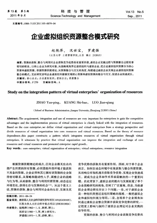 企业虚拟组织资源整合模式研究