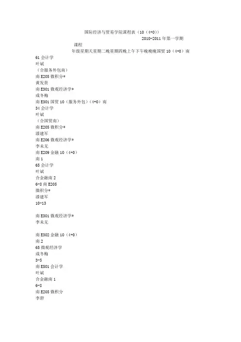 工 商 管 理 学 院 课 程 总 表 - 广东外语外贸大学