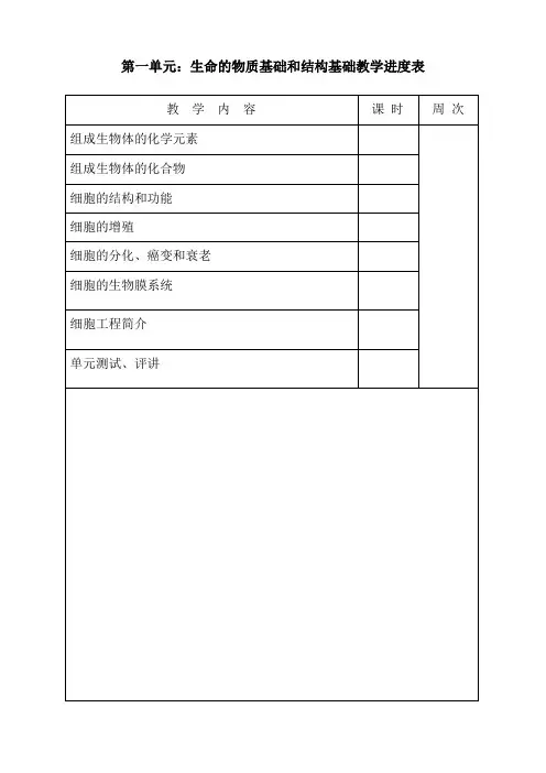 第一单元：生命的物质基础和结构基础