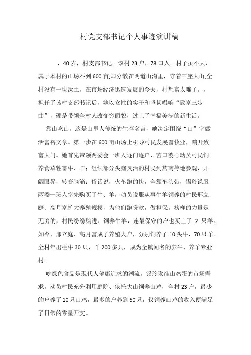 村党支部书记个人事迹演讲稿