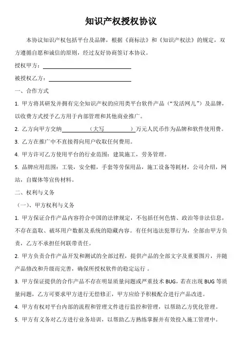知识产权授权协议