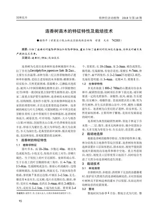 连香树苗木的特征特性及栽培技术