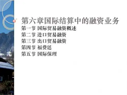 第六章国际结算中的融资业务
