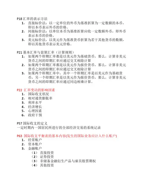 国际金融复习重点