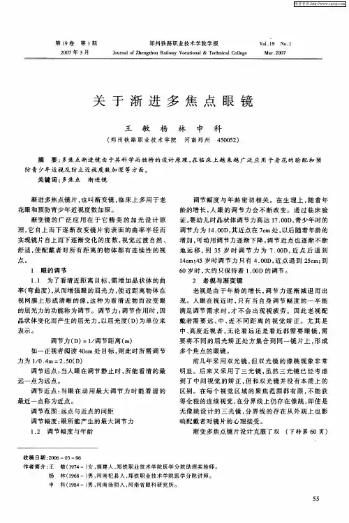 关于渐进多焦点眼镜