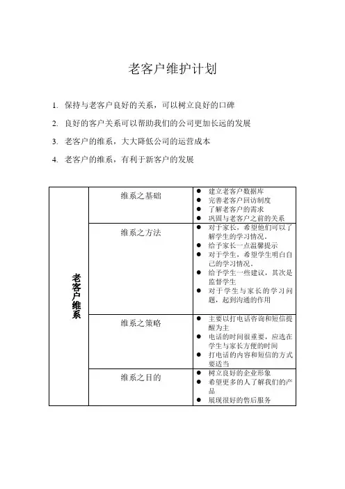 老客户维护计划