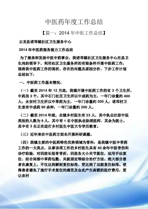 中医药年度工作总结