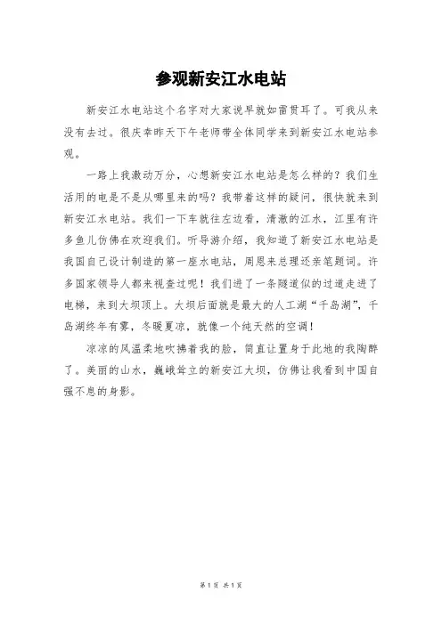 参观新安江水电站_五年级作文