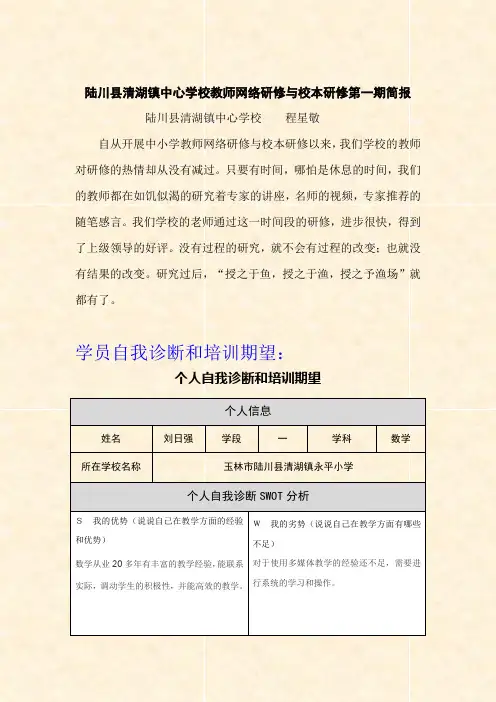 陆川县清湖镇中心学校教师网络研修与校本研修第一期简报
