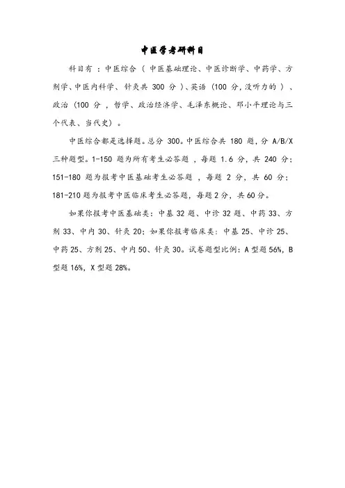 中医学考研科目
