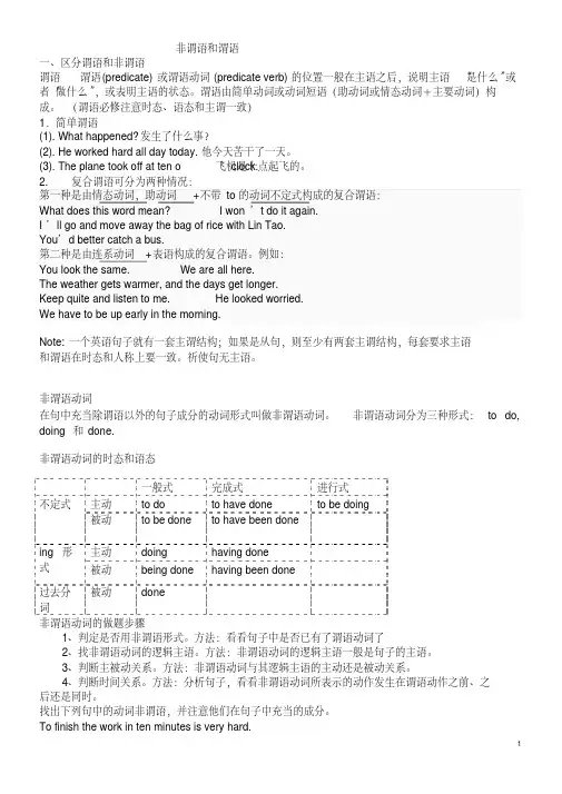 非谓语和谓语练习