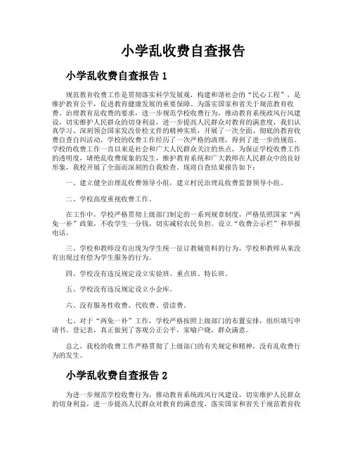 小学乱收费自查报告