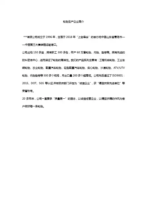 (精选)轮胎生产企业简介