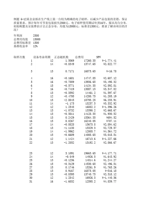 第六章 不确定性分析例题
