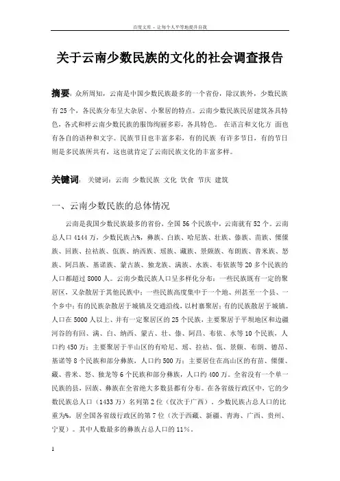 关于云南少数民族的社会调查报告