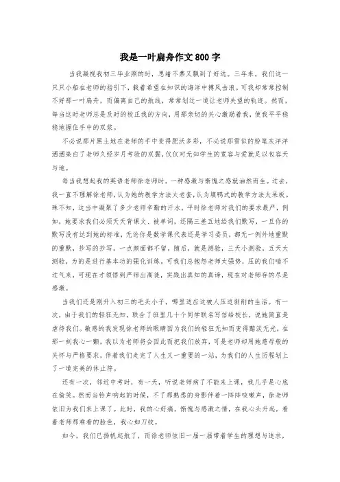 我是一叶扁舟作文800字