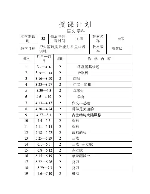 中职语文第四册电子教案