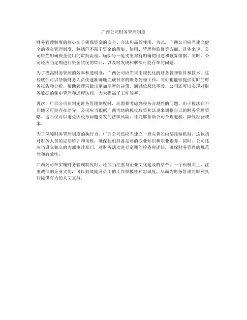 广西公司财务管理制度